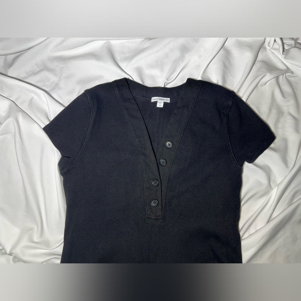 James Perse Standard Rib Henley Dress | 4 - Picture 7 of 8